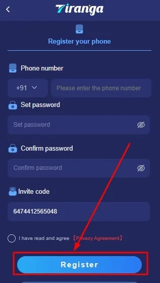 Click On Register button